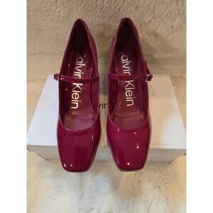NEW Calvin Klein Women's Jatee Shoes Dark Red Patent 7M in Box